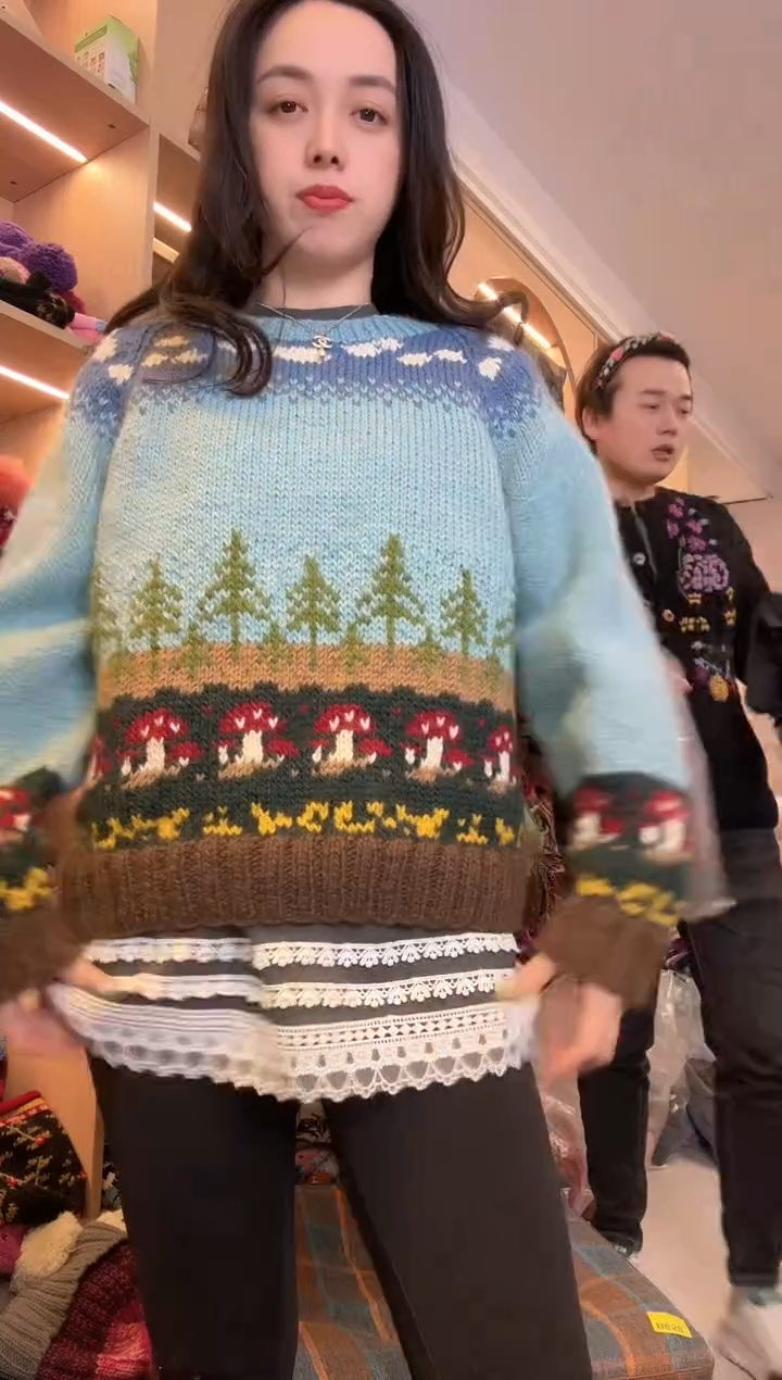 羊毛纯手工套头毛衣