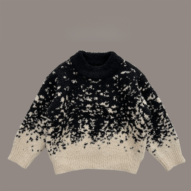 韩版男女童洋气针织星空毛衣2025秋冬新款儿童洋气撞色圆领打底衫