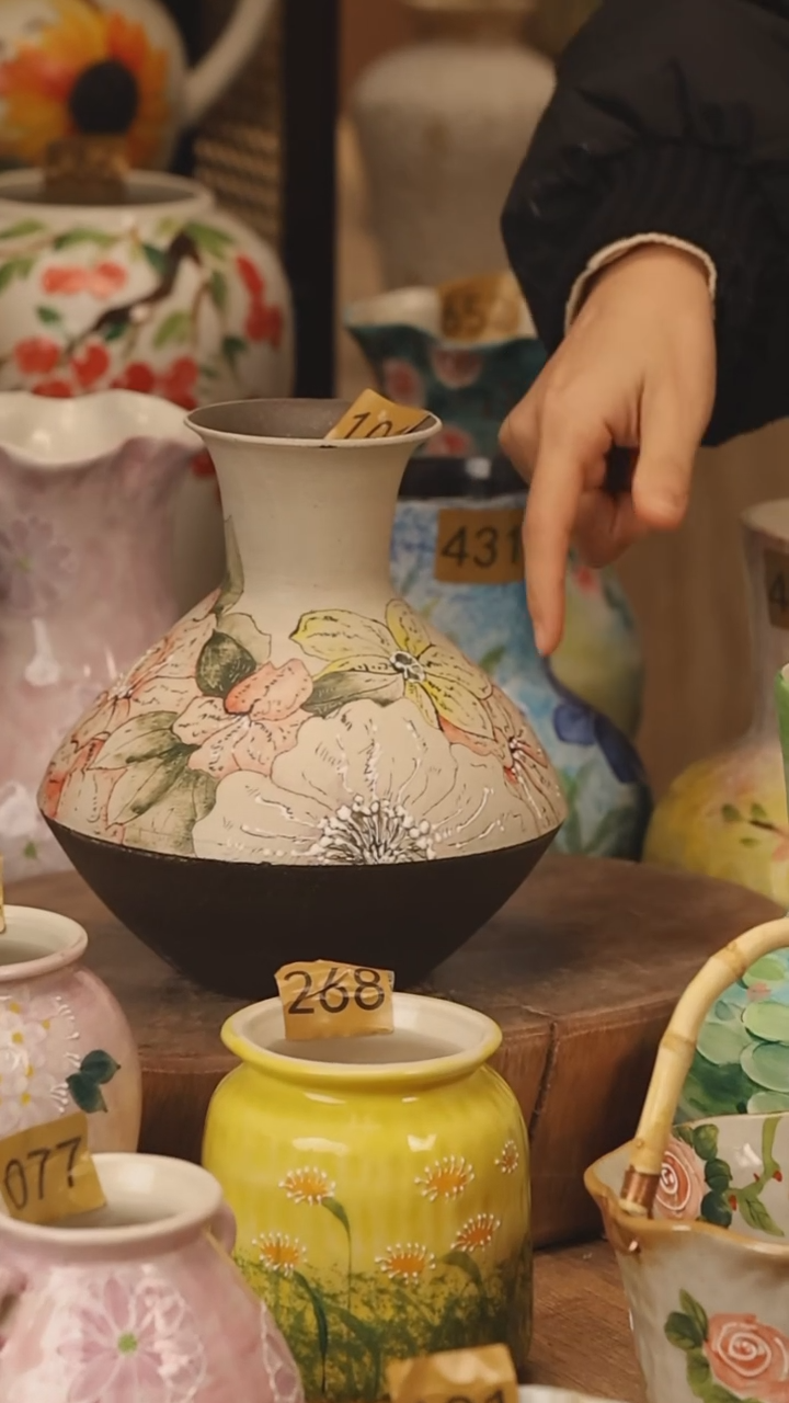 陶瓷景德镇设计师手作花器摆件侘寂风@M101@