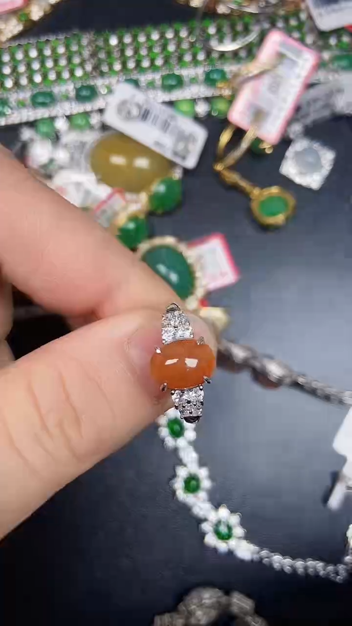 银S925镶嵌戒指翡翠8100