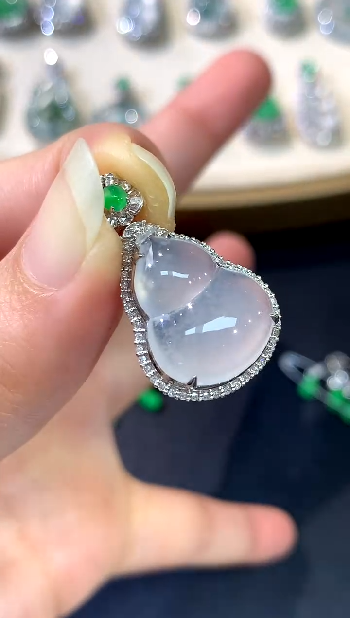 吊坠(不含链)18K金镶嵌翡翠A175|7980