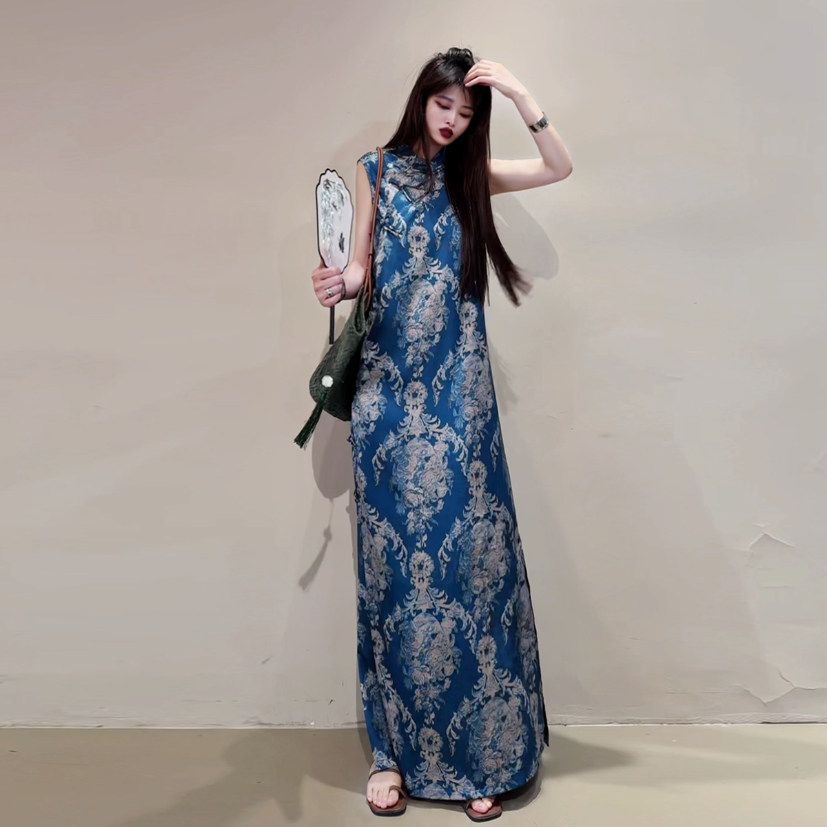 新中式女装宽松版型加长款及踝改良旗袍连衣裙2025夏季高级感长裙