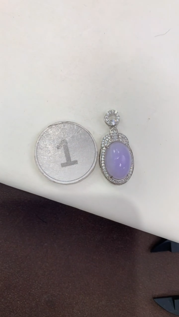 颈饰银S925镶嵌翡翠天然缅甸A货翡翠