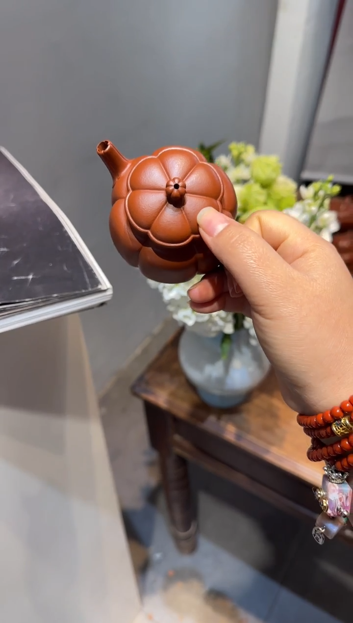 茶壶紫砂唐*繁花 朱泥