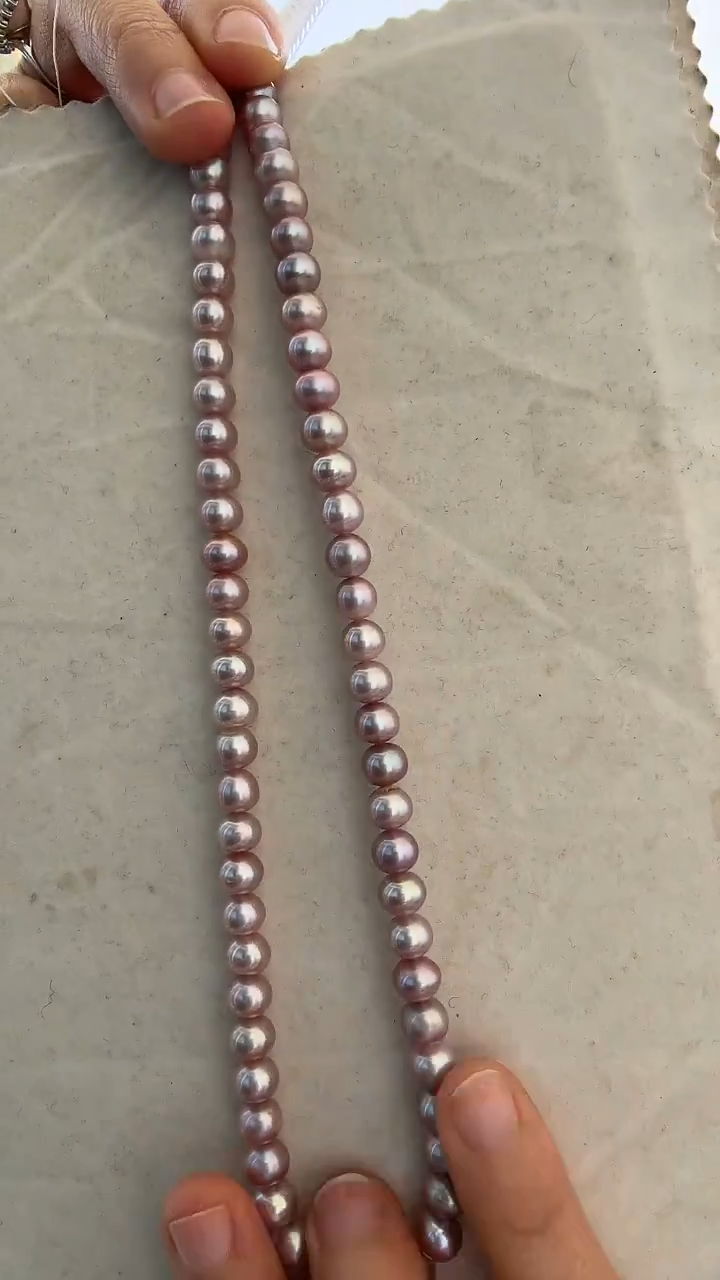 颈饰未镶嵌淡水珍珠7-8mm紫色项链