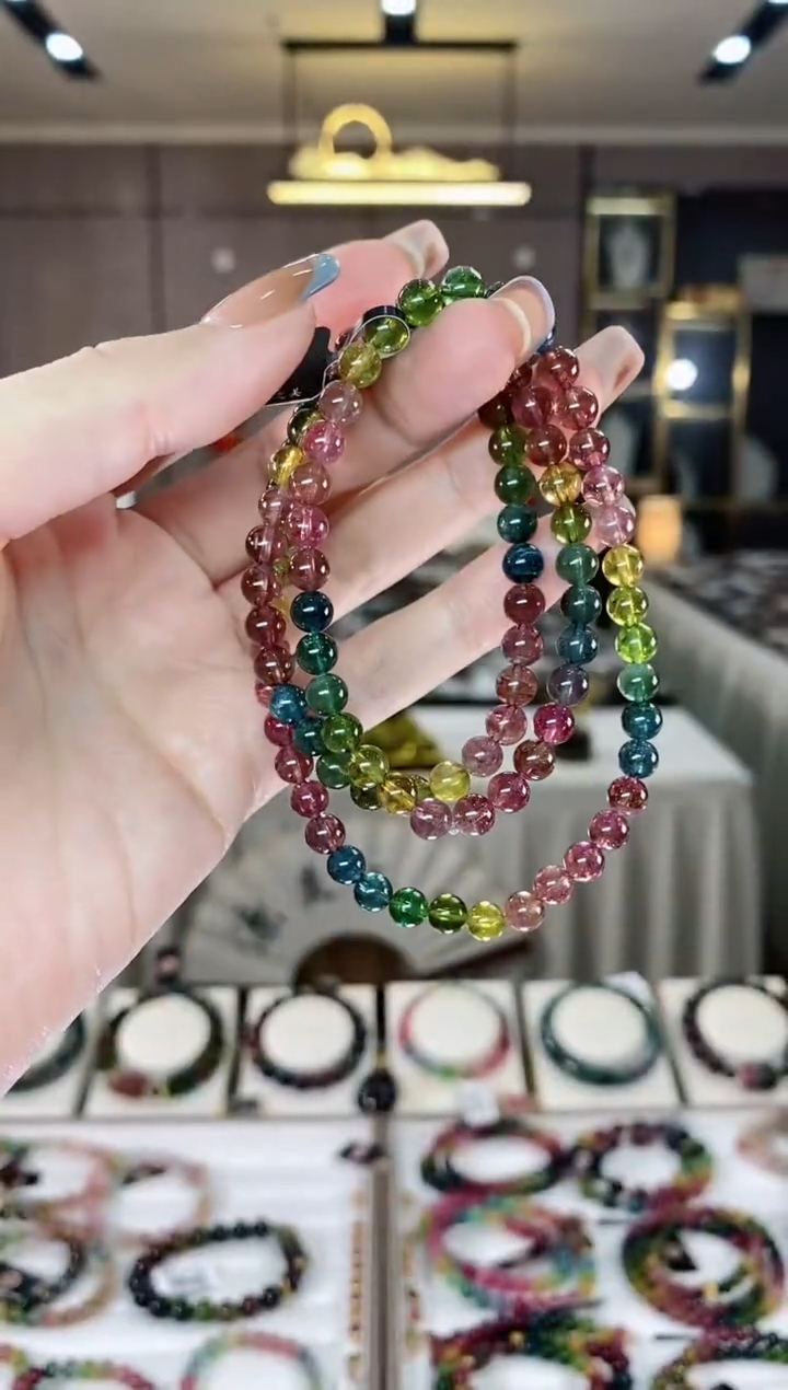 【闪购商品】碧玺三圈手串5mm+未镶嵌一物一证dan