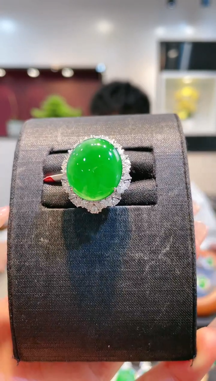 【闪购商品】翡翠颈饰18K金镶嵌A78天然A货翡翠两用款戒指