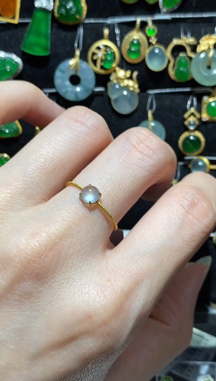 【闪购商品】翡翠戒指18K金镶嵌戒指