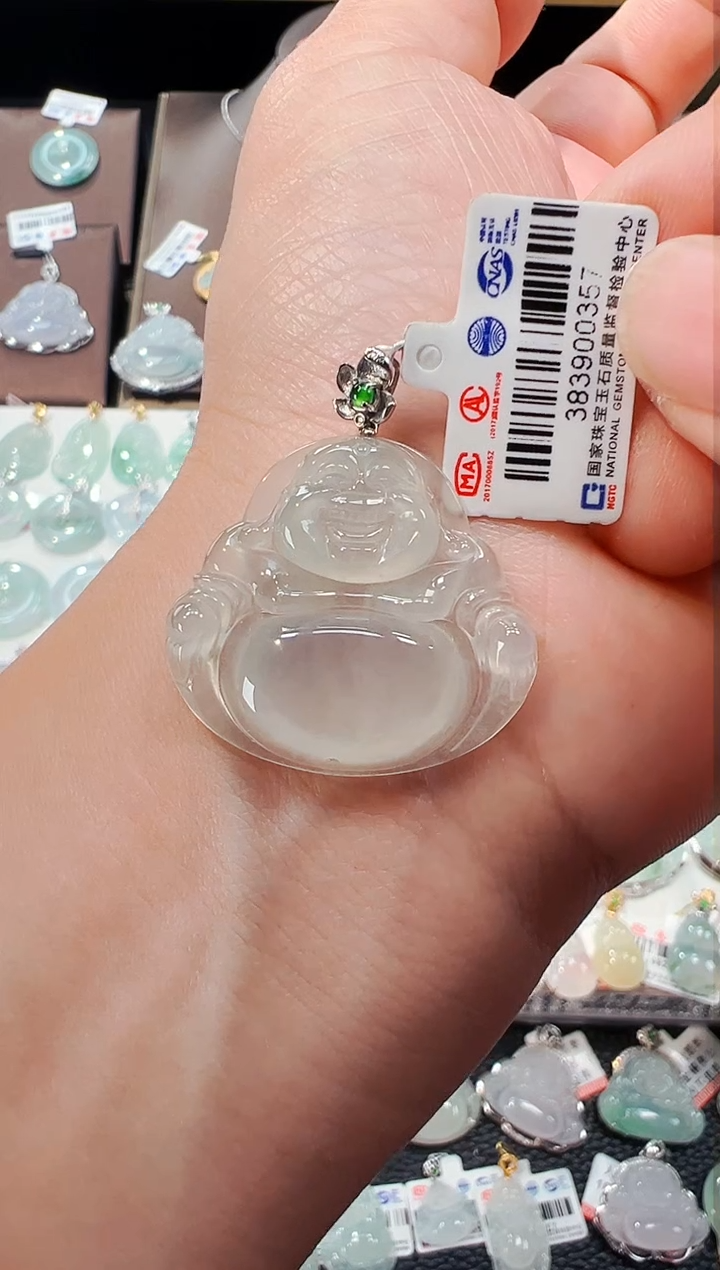 【闪购商品】翡翠吊坠(不含链)18K金镶嵌佛公吊坠357