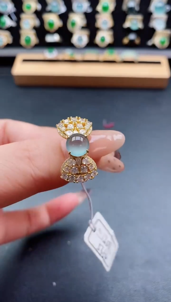 银S925镶嵌戒指翡翠1