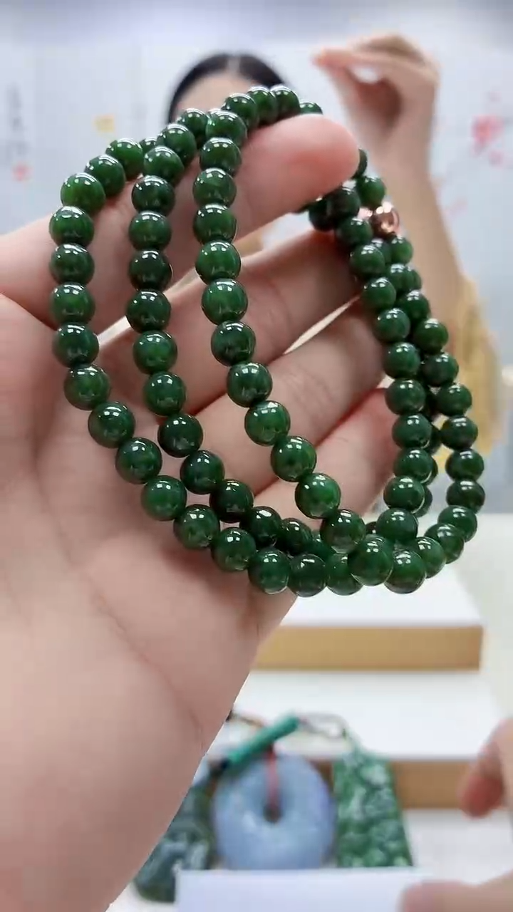 未镶嵌定制翡翠4812bb-毛货珠链73