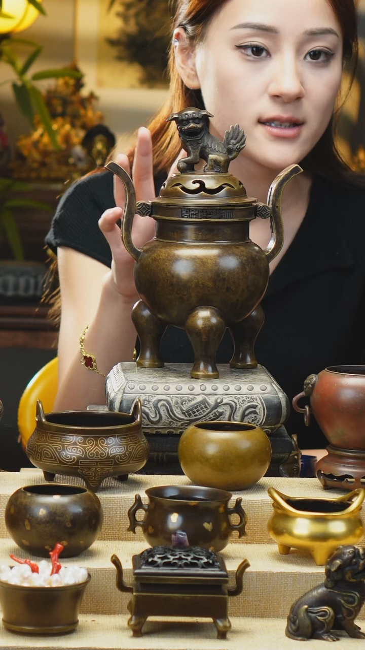 炉天下小号朝冠耳狮子熏炉