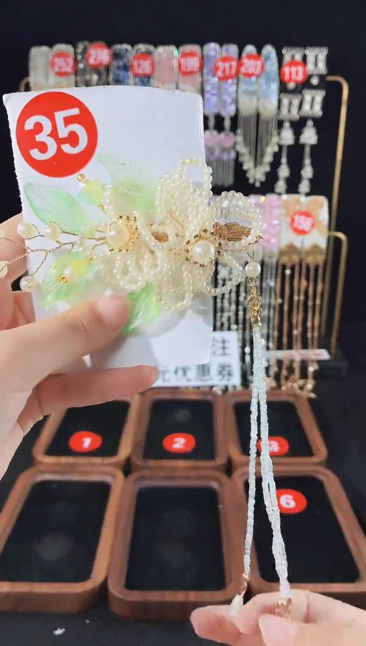 仿水晶铁合金35原创发夹一对