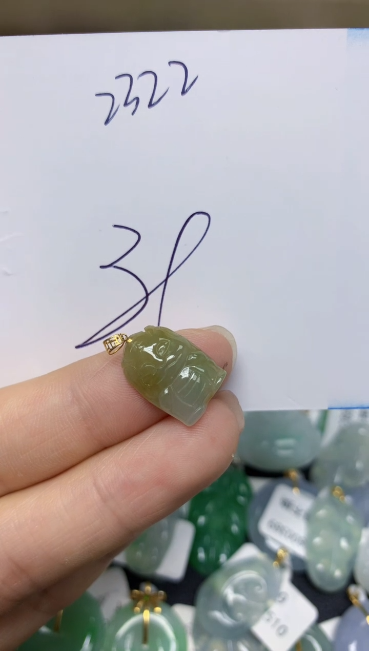 【闪购商品】翡翠挂件18K金镶嵌 天然翡翠A货