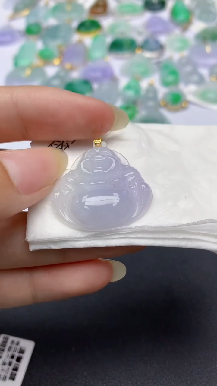 颈饰18K金镶嵌翡翠天然缅甸a货翡翠百元以上9元证书费自理