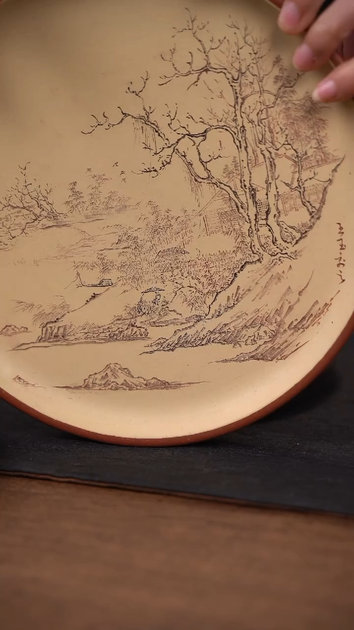 【闪购商品】紫砂茶宠挹清居 山水 赏盘