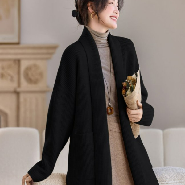 【诗芬霓】2025新款轻熟风宽松女士羊毛厚款女士开衫外套