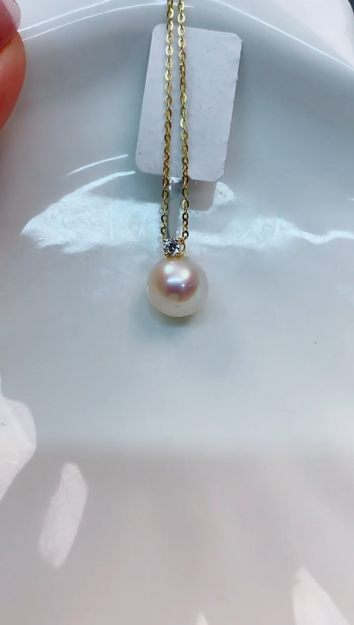 【闪购商品】海水珍珠吊坠(赠链)18K金镶嵌10-11南洋海水珍珠吊坠
