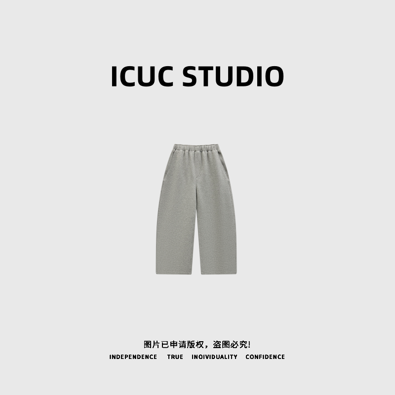 ICUC STUDIO-【分割线弯刀卫裤】极简格调内抽绳弯刀休闲裤9190