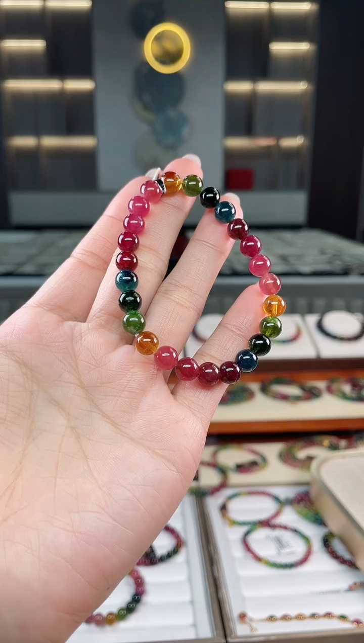 未镶嵌老矿碧玺单圈手串7mm+碧玺（多样性发一条）T