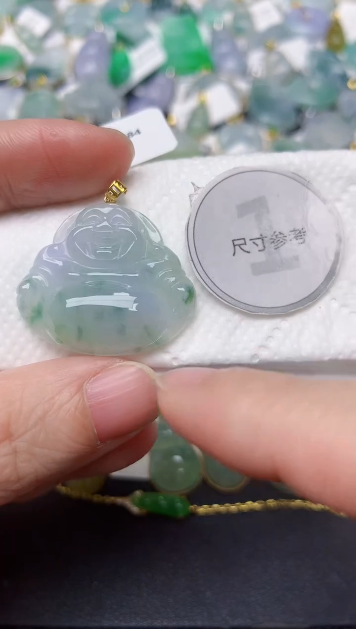 颈饰18K金镶嵌翡翠天然缅甸A货翡翠