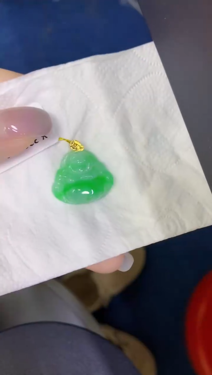 颈饰18K金镶嵌翡翠缅甸天然翡翠A货