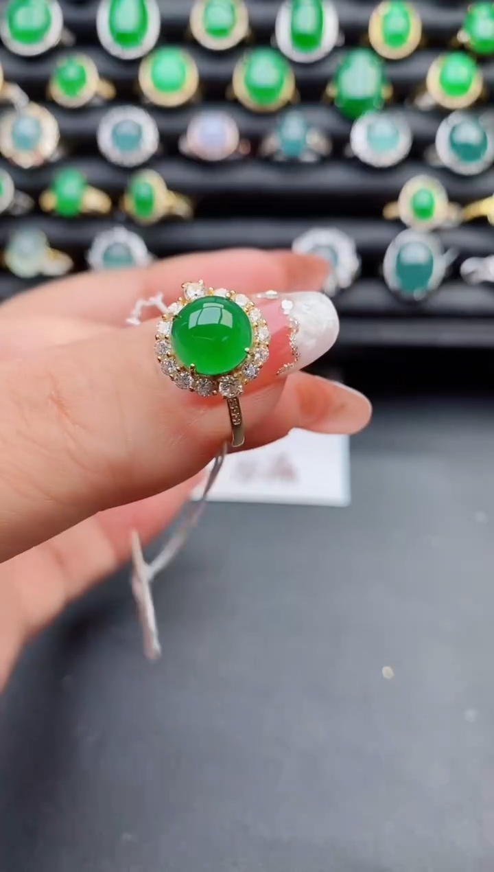 【闪购商品】翡翠戒指银S925镶嵌08080