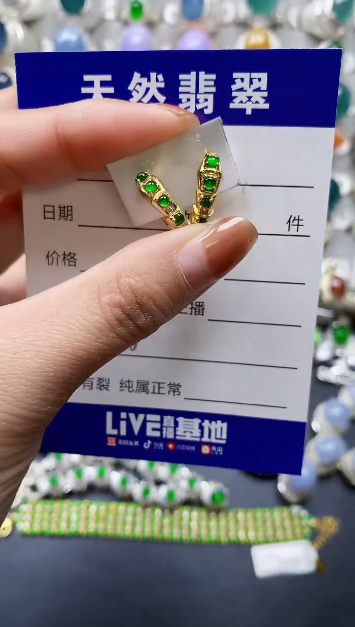 【闪购商品】翡翠耳饰银S925镶嵌0586
