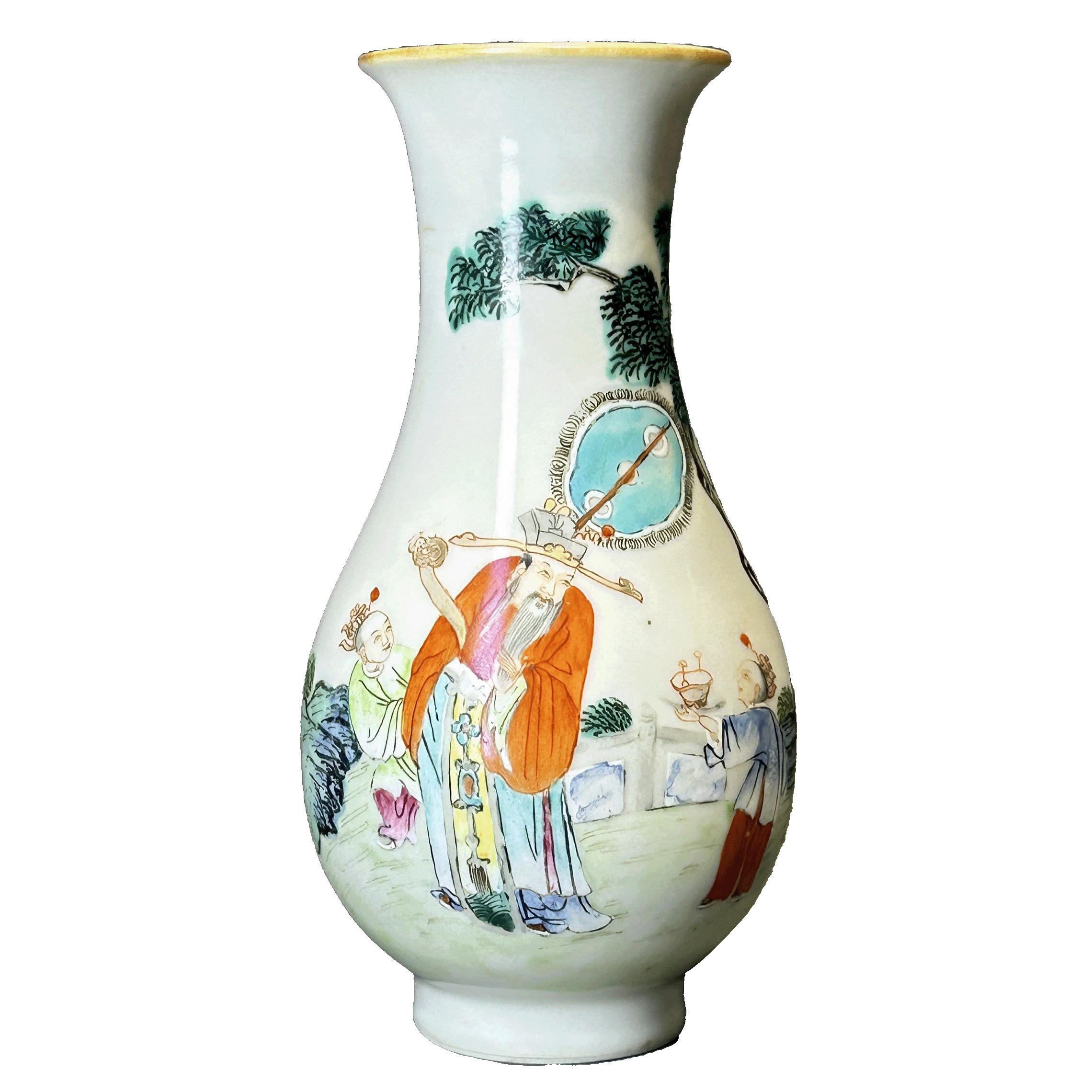 25140022x粉彩加官进爵纹赏瓶