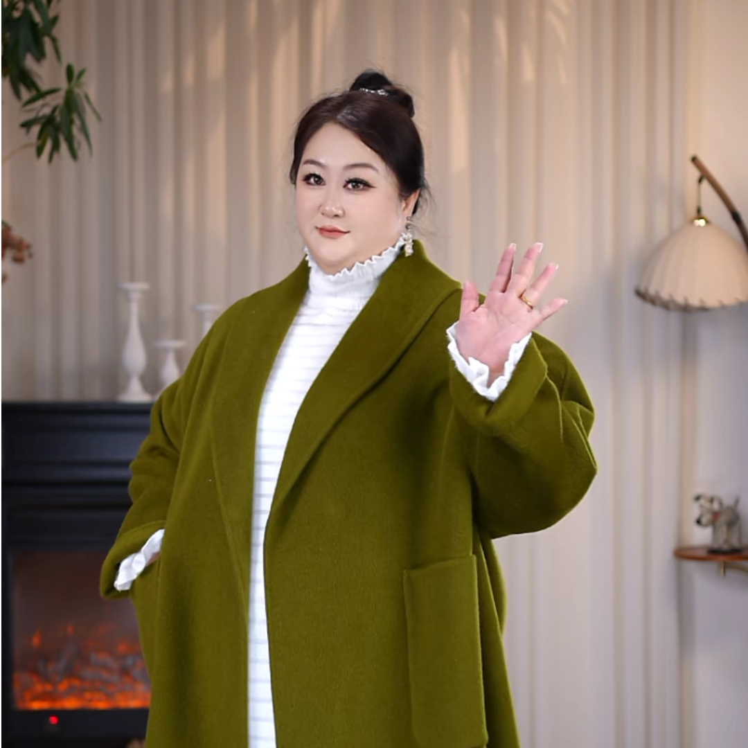 大码200斤轻松驾驭的冬季短款秋冬保暖显气质双面羊毛大衣125981