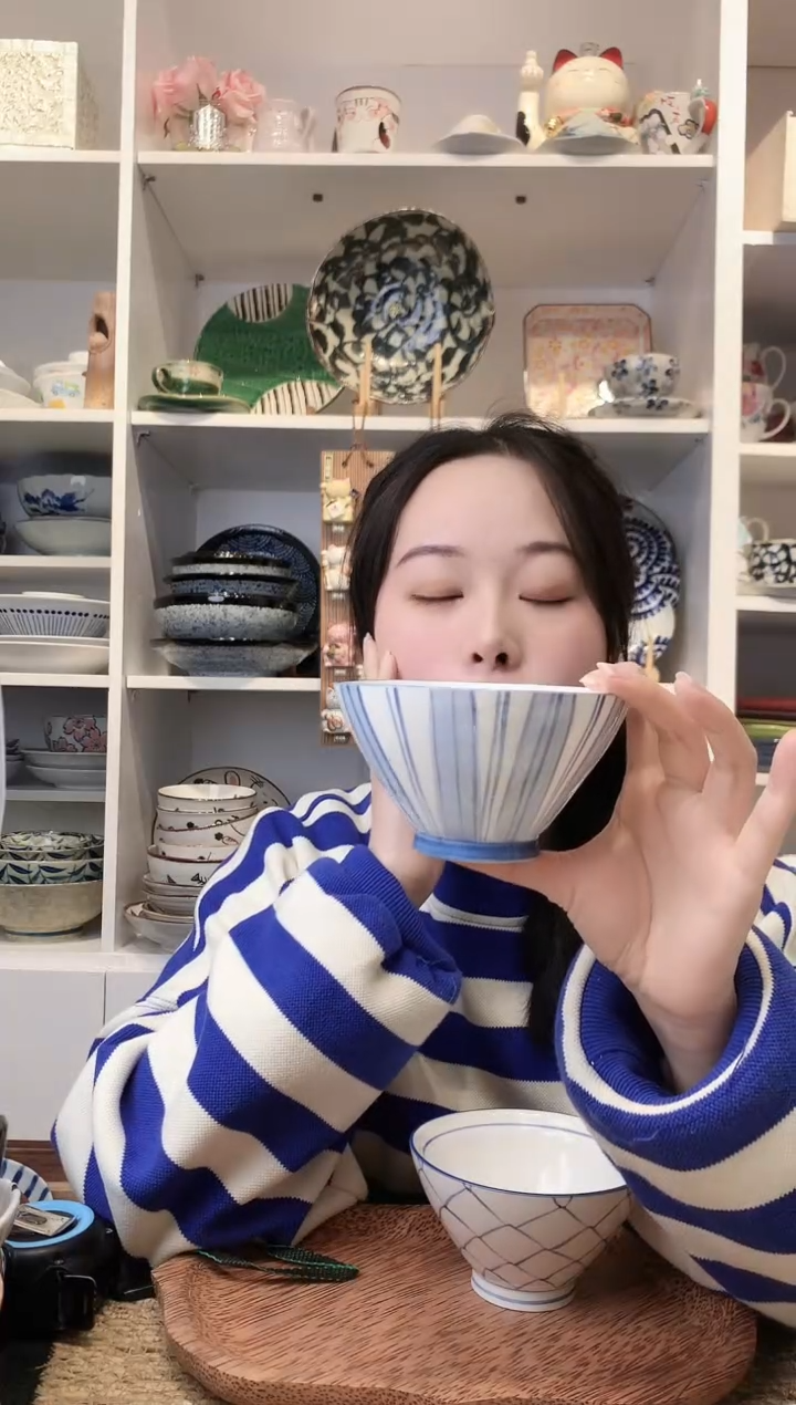 陶瓷美浓烧十草斗笠饭碗11.5cm