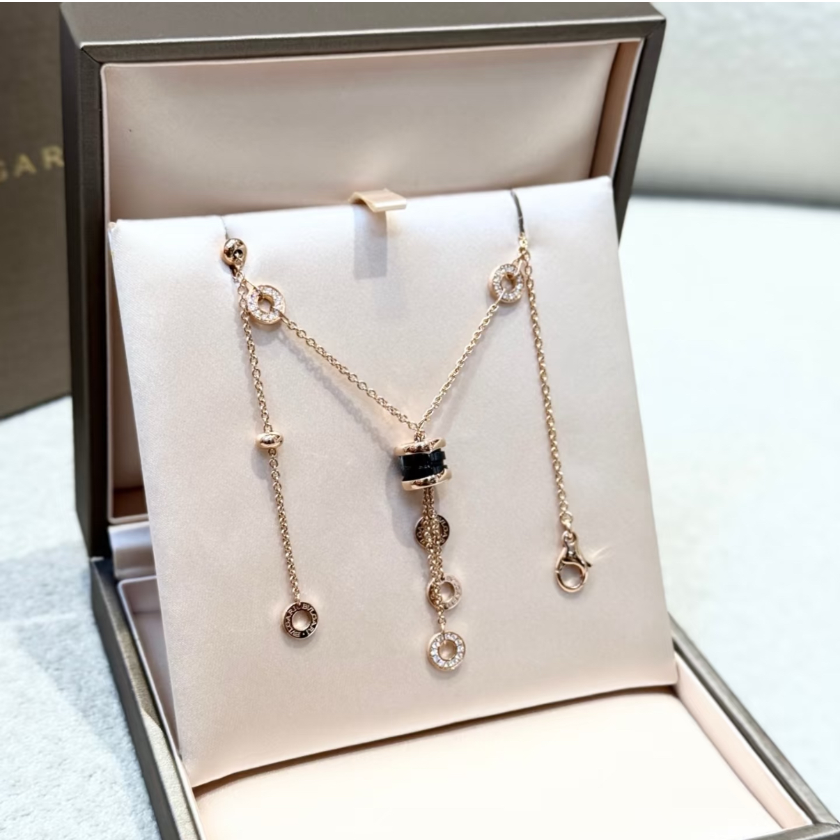 99新 BVLGARI/宝格丽 小花柳 B.ZERO1 小蛮腰项链 流苏镶钻