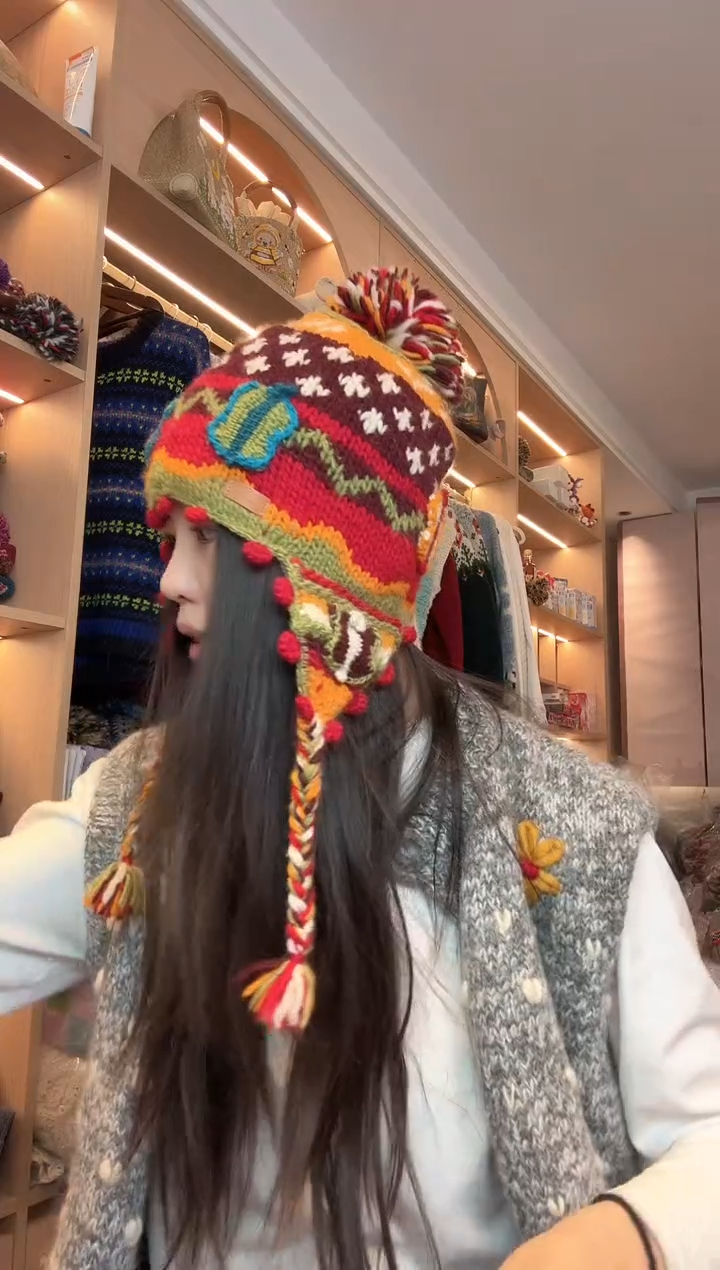 美丽如叠叠福气护耳帽