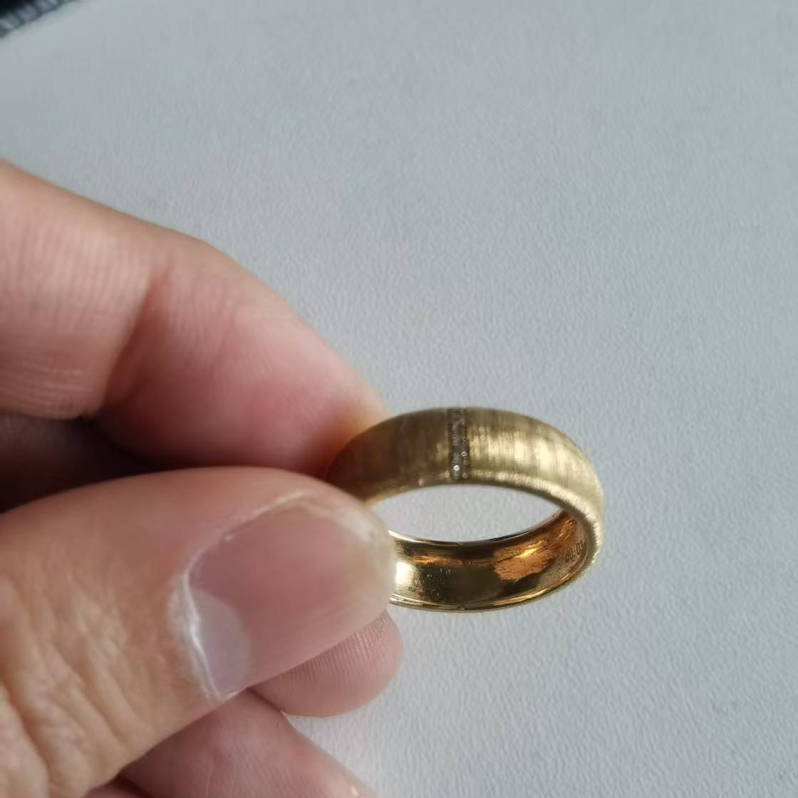 18K金钻石拉丝戒指17#