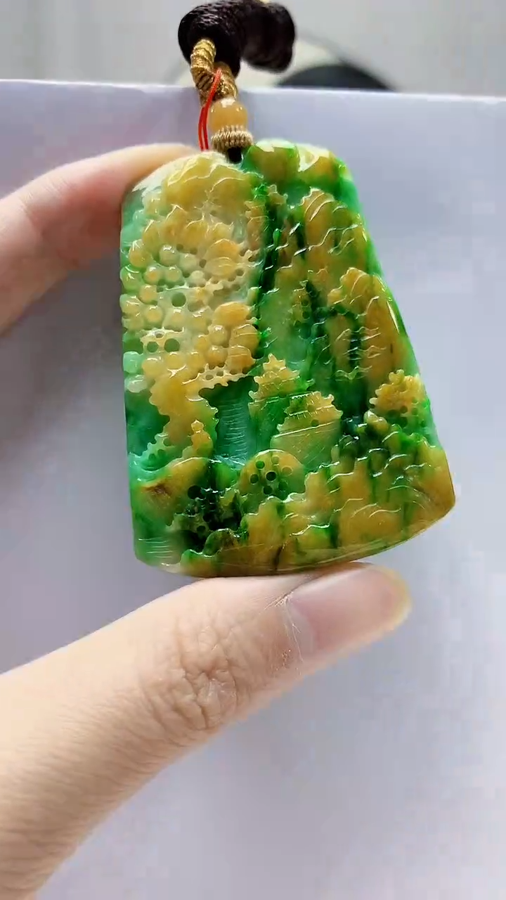未镶嵌定制翡翠4852zm-毛货挂件山水69