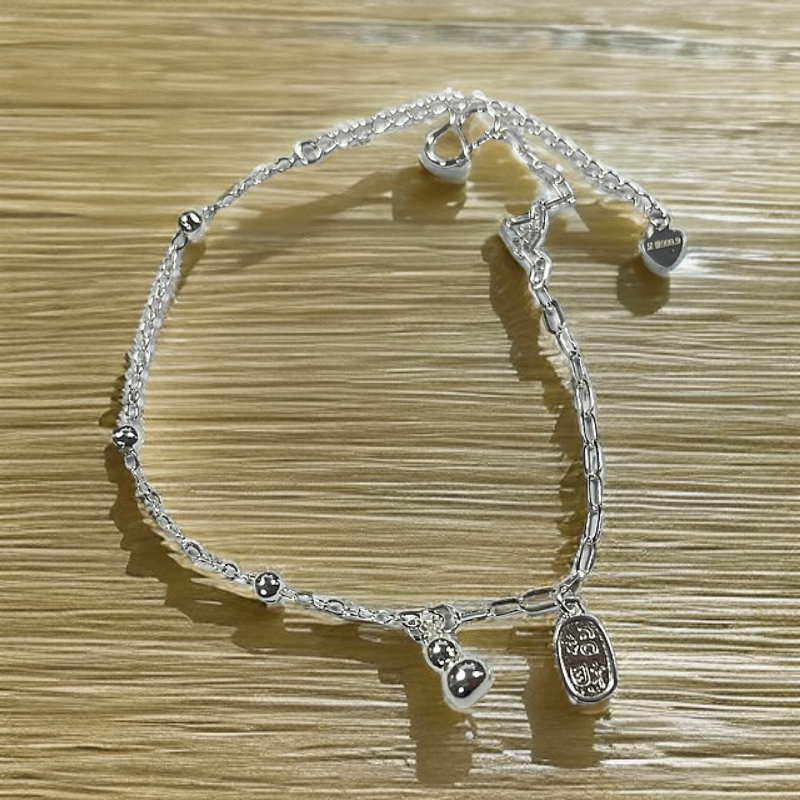 足银脚链 纳福葫芦设计款脚链