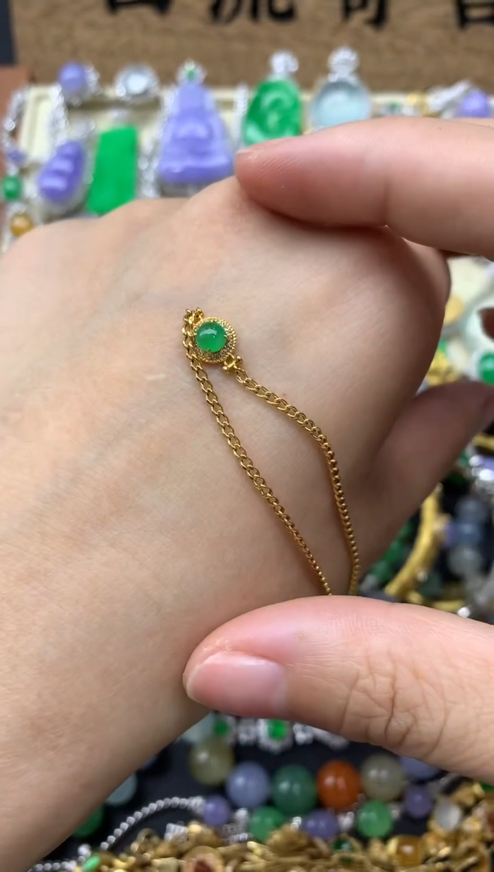 【闪购商品】翡翠手链18K金镶嵌240-中国好珍宝