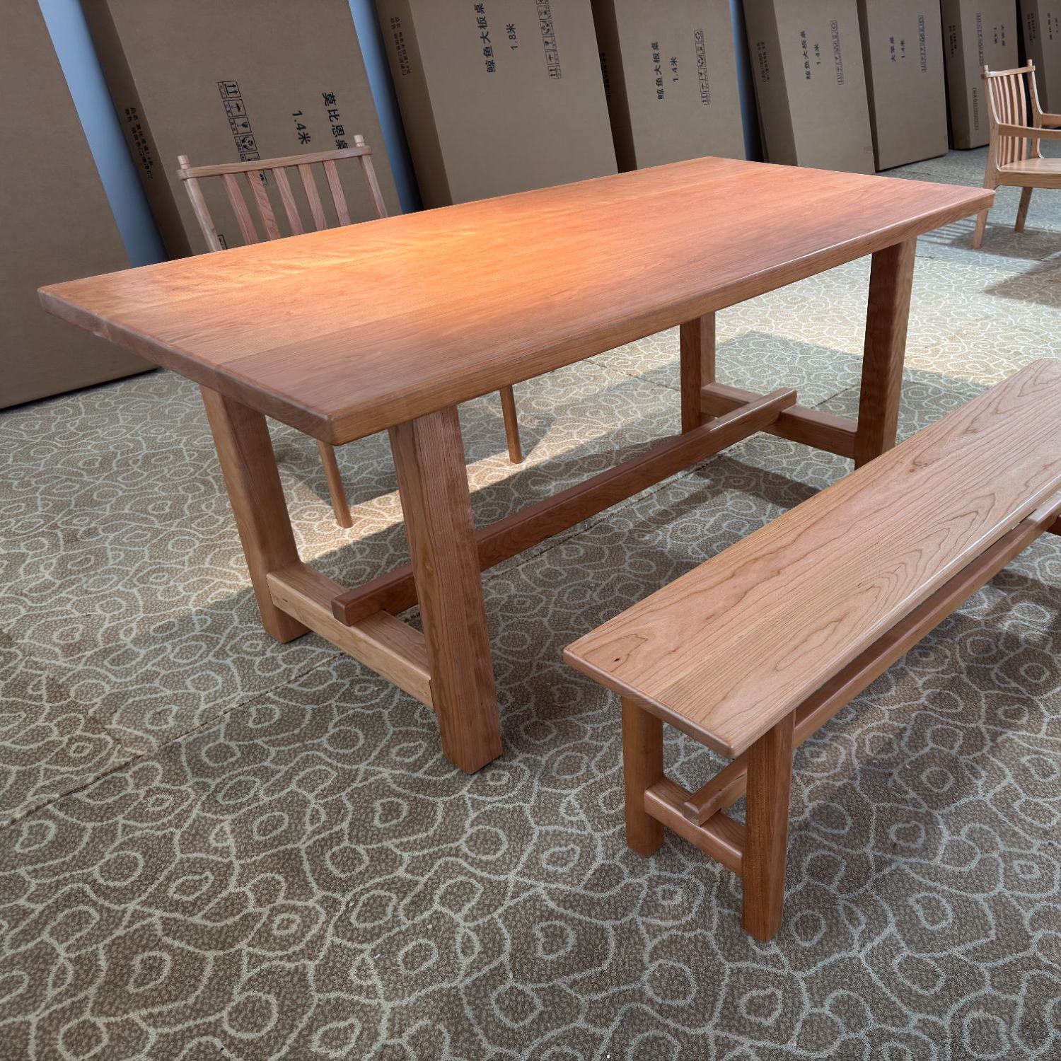 古德大板桌北欧加厚餐桌日式樱桃木橡木大板桌原木长桌工作台家具