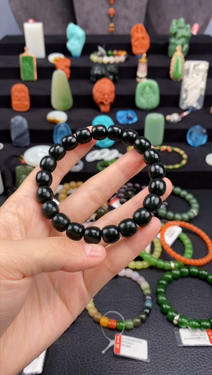 【闪购商品】和田玉-未镶嵌10mm塔青老型手串