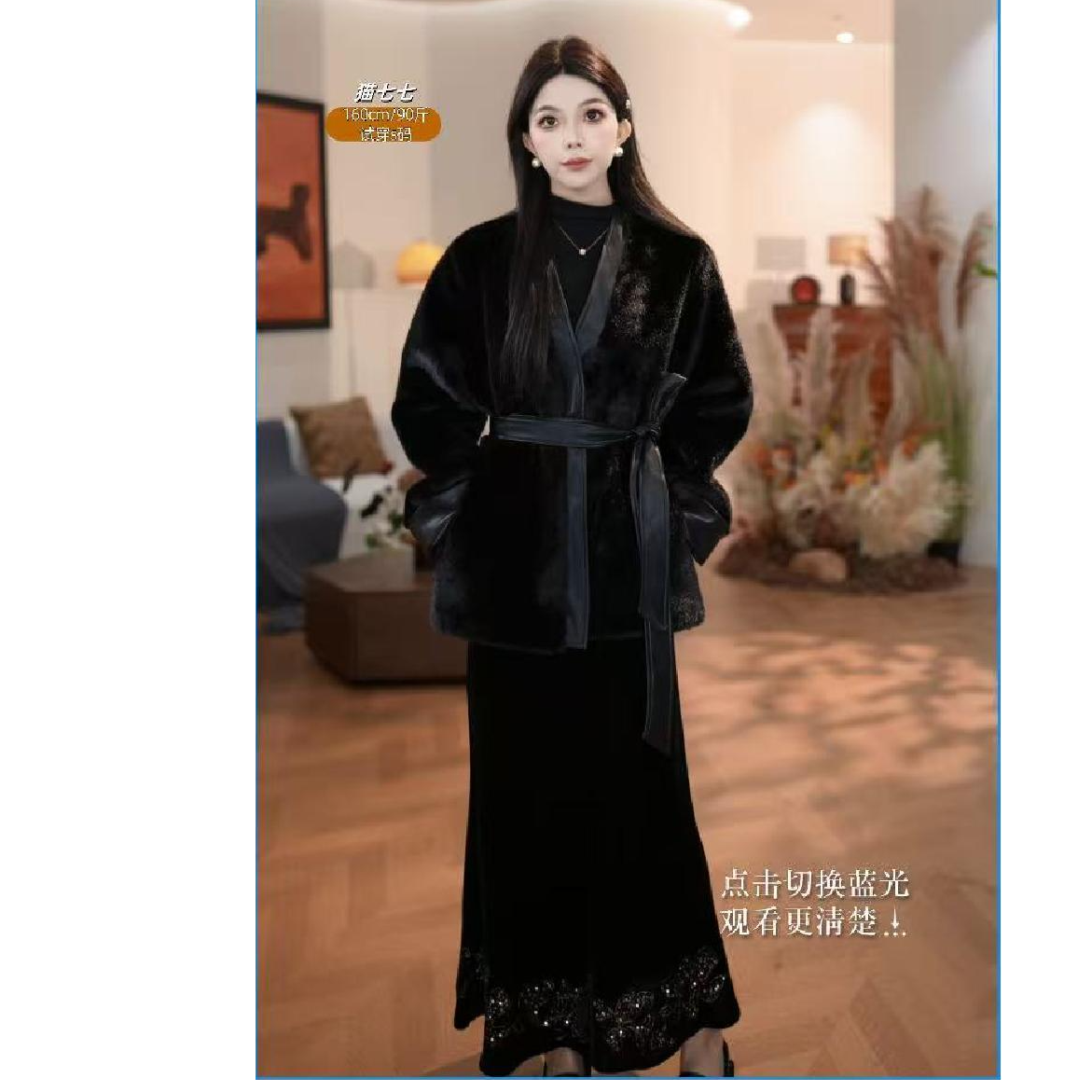 【猫七七】2025秋冬新款百搭拼接毛毛外套女