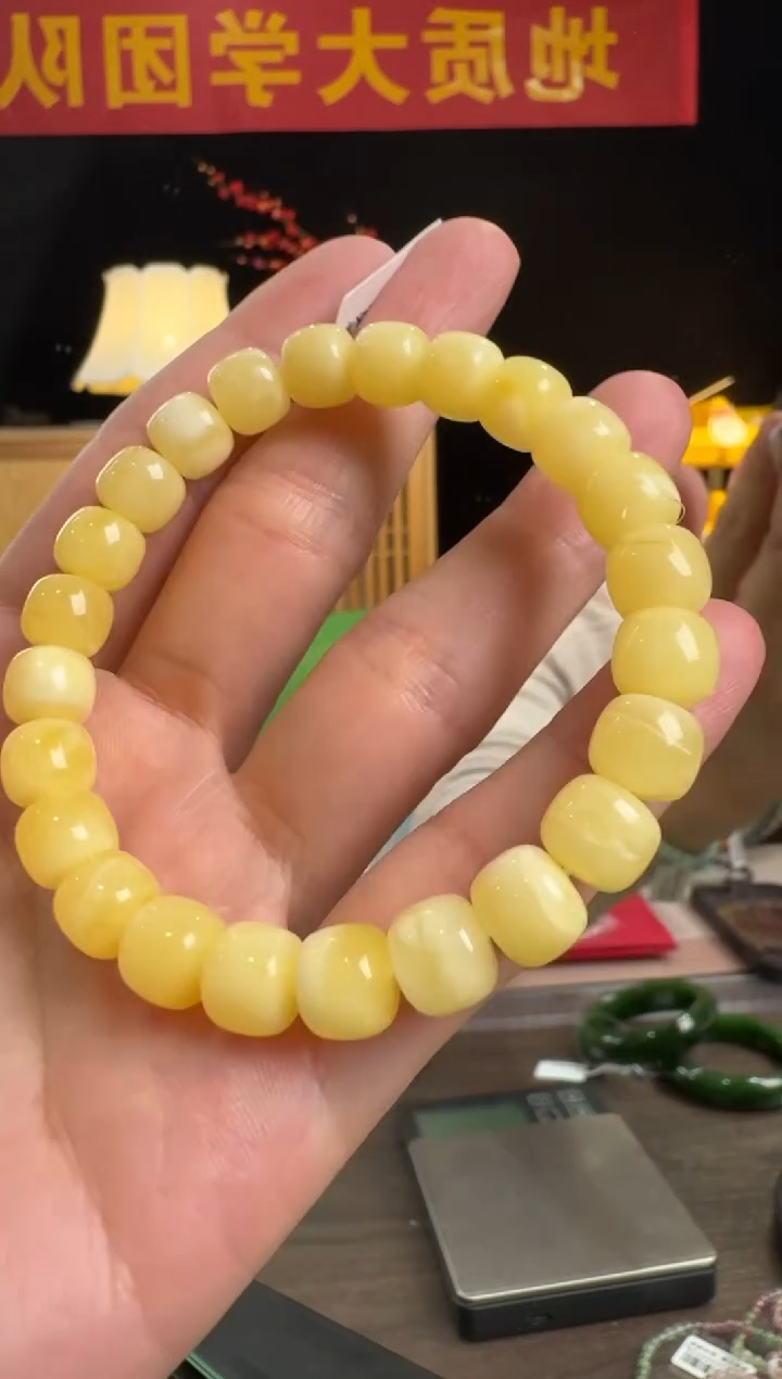 【闪购商品】蜜蜡手串未镶嵌俄料白花蜜蜡精工归圆老型珠单圈