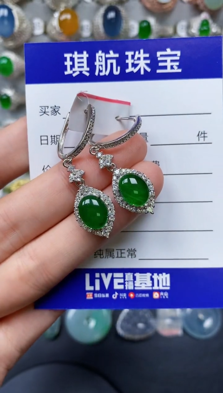 【闪购商品】翡翠耳饰银S925镶嵌0110