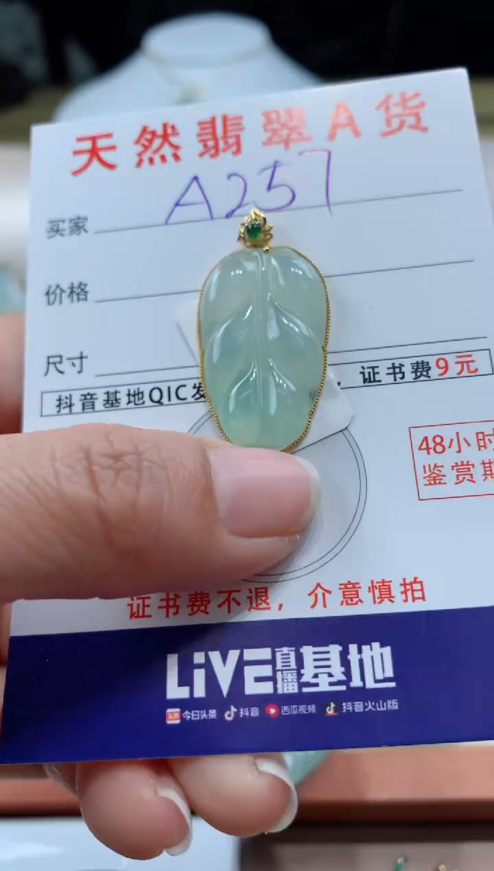 【闪购商品】翡翠颈饰18K金镶嵌天然缅甸a货翡翠