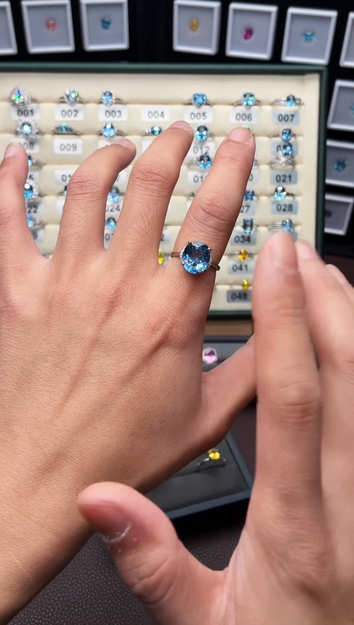 无925银轻奢魔鬼蓝色女神戒