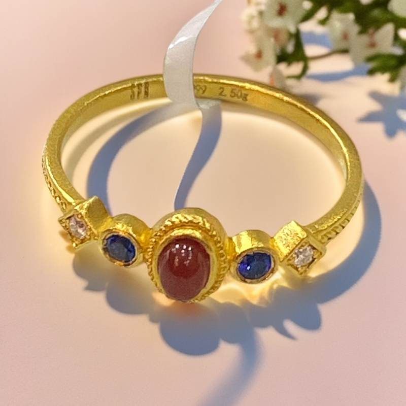 黄金足金999 小宫雀黄金戒指精致简约大气宫廷风好物推荐