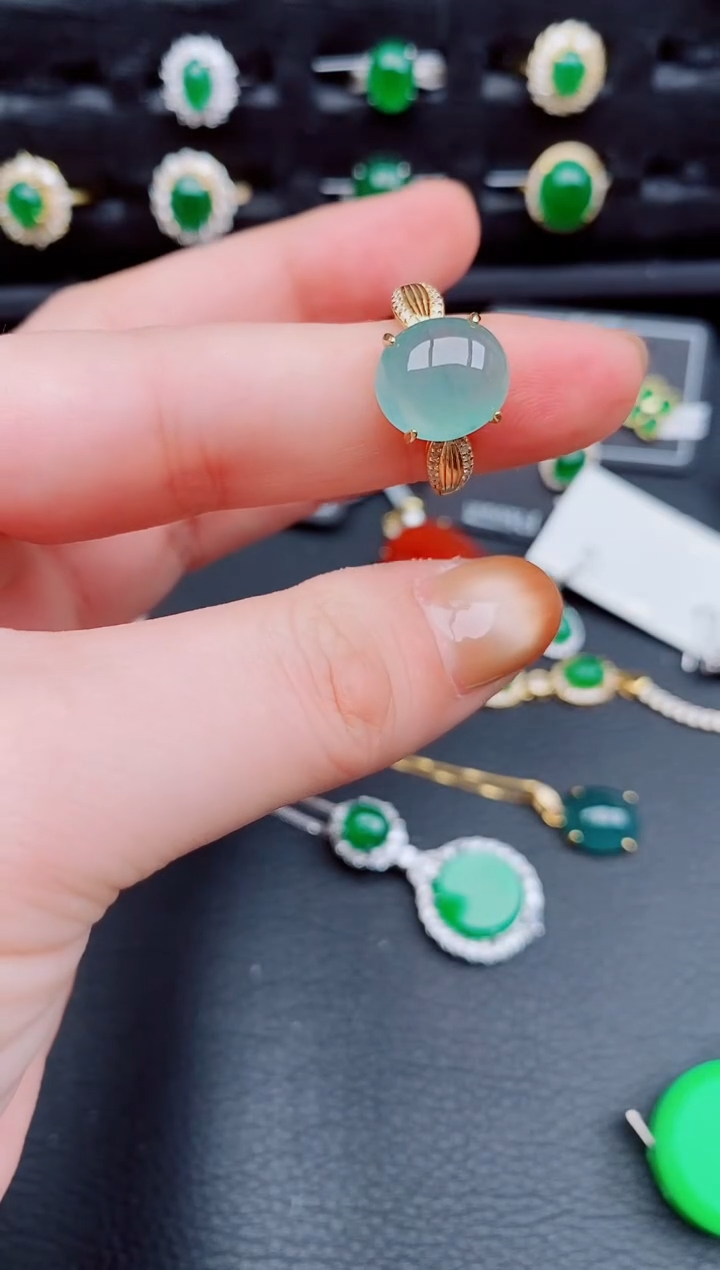 【闪购商品】翡翠戒指银S925镶嵌天然a货翡翠399