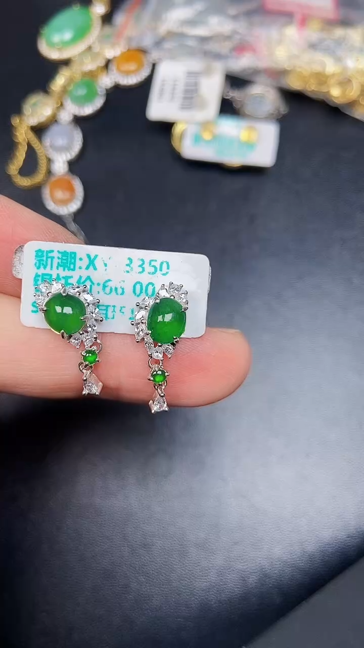 银S925镶嵌戒指翡翠8100