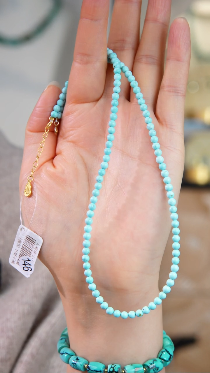 银S925镀金镶嵌绿松石项链多样性发货