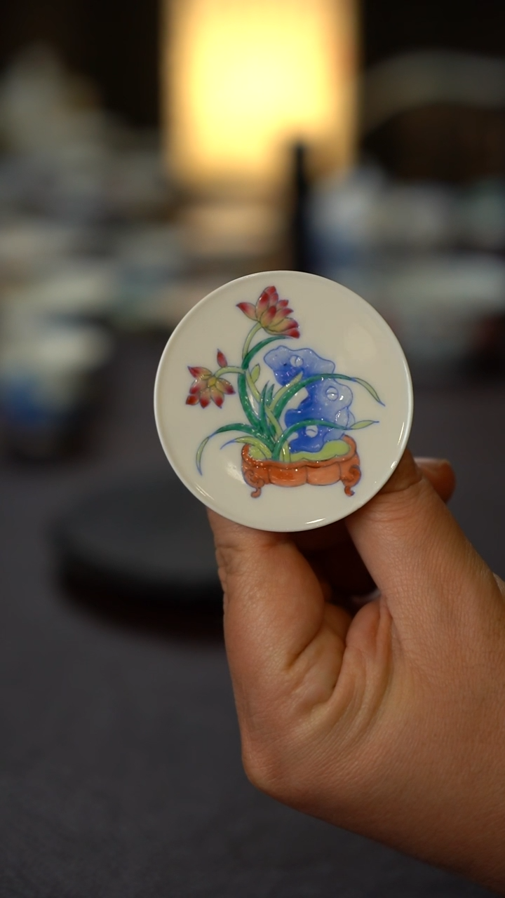 （微瑕）全手绘太湖石盖置