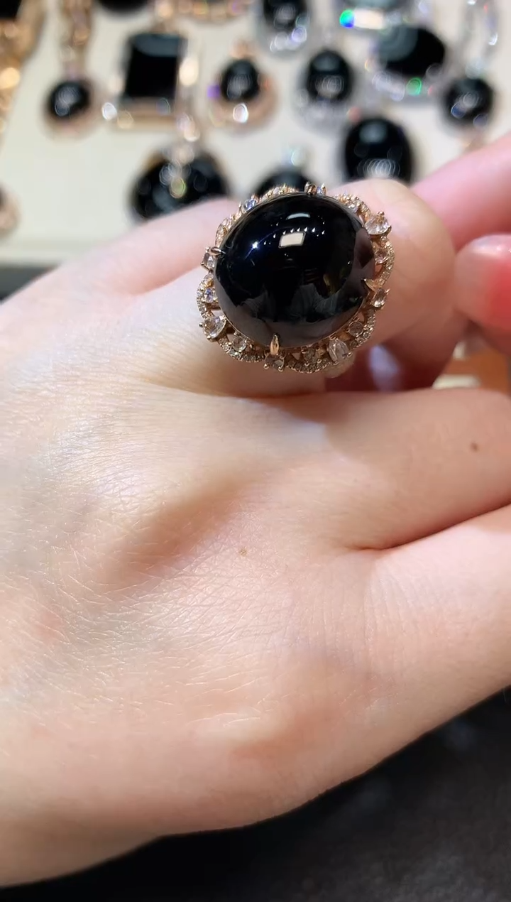 【闪购商品】翡翠戒指18K金镶嵌D8 翡翠